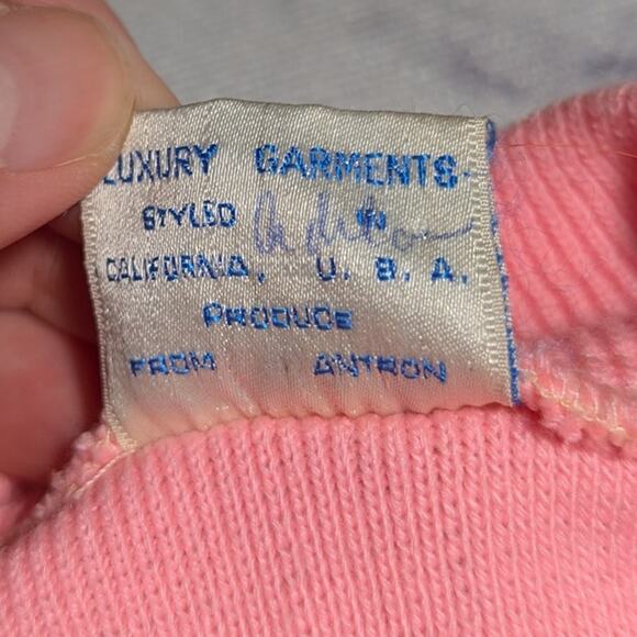 Vtg 1960s Honda International Pink Floral Embroidered Button Up Cardigan Sz M - Picture 5 of 5